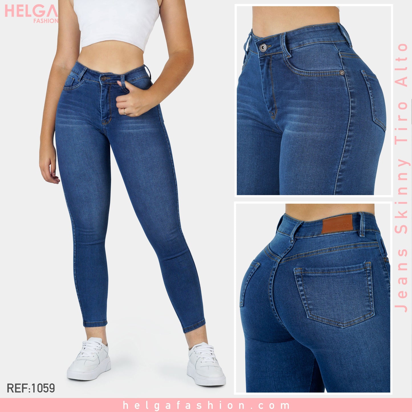 Jeans Skinny Strech Tiro Alto Ref 1059