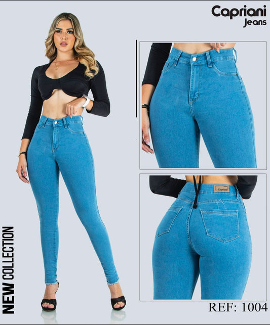 Jeans Skinny Strech Control Abdomen, Tiro Alto Ref 1004