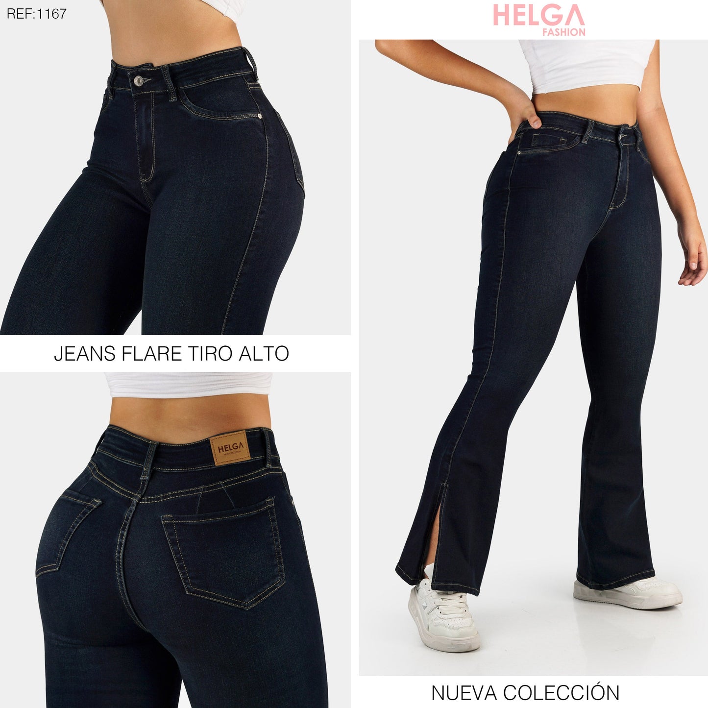 Jeans Bota Ancha Strech, Tiro Alto Ref 1167