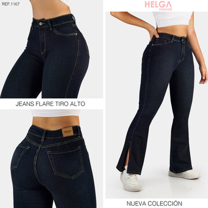 Jeans Bota Ancha Strech, Tiro Alto Ref 1167