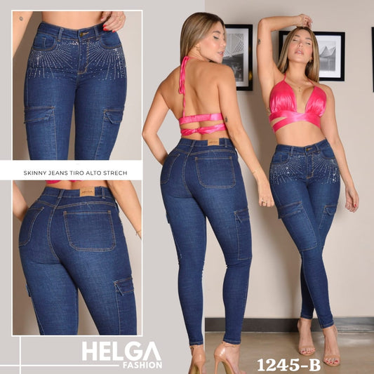Jean Cargo Bota Recta , Tiro Alto Ref 1245-B